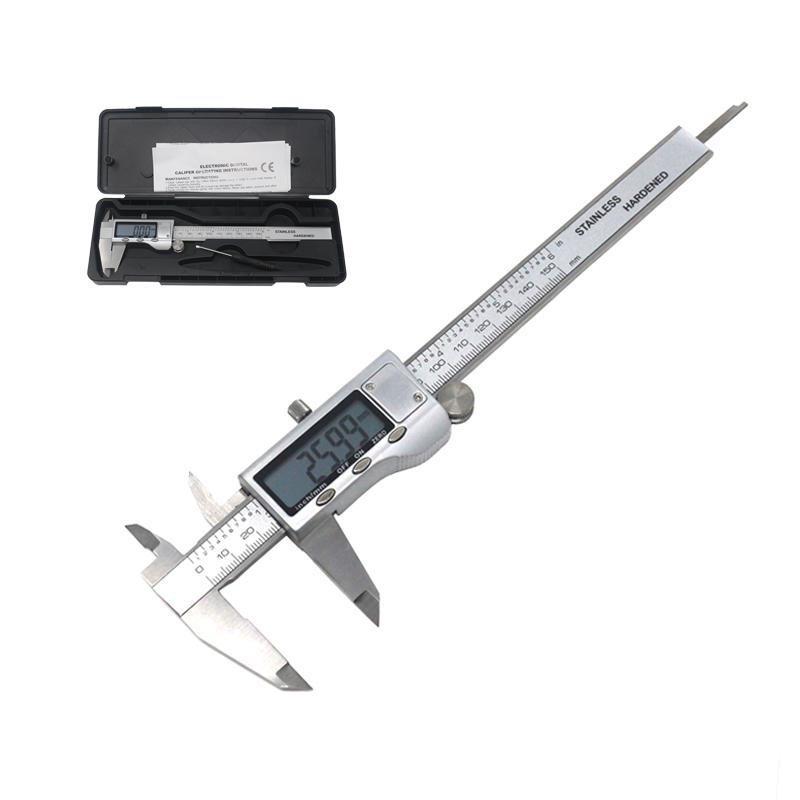 Stainless Steel Electronic Digital Vernier Caliper Guage Micrometer 150mm 0.01mm 6 inch LCD Display Metal Ruler Plastic Box-image-529634358