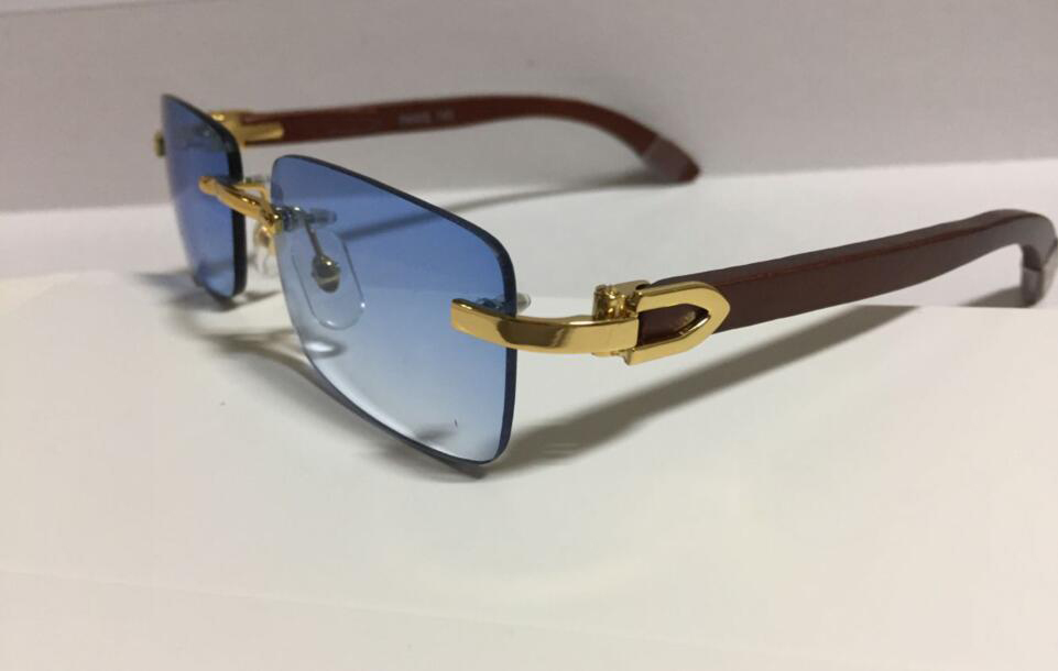 

men rimless glasses wooden buffalo horn glasses brand france design optical sunglasses women gold wood glasses eyewear frames