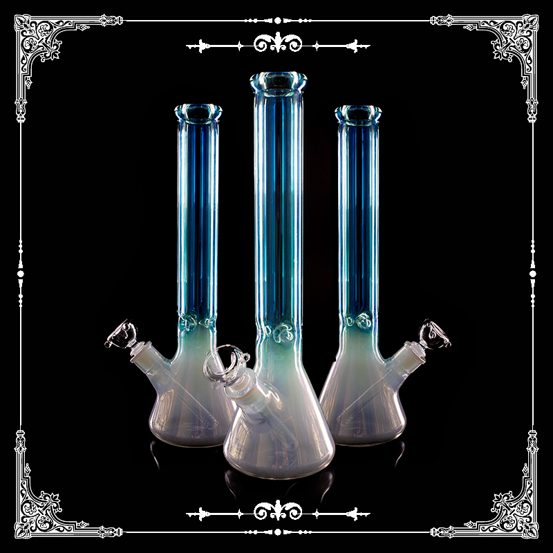 

9MM Bong Holographic Rainbow Glass Water Pipes 16 Inches deep-processing Glass Smoking Pipes Beaker Hookah