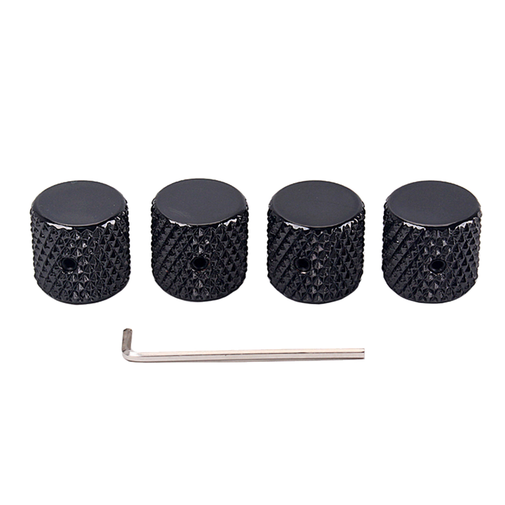 

Black Metal Guitar Tone or Volume Control Knobs 20mm Diameter Dome Stylefor Electric Guitar or Bass Set of 4Pcs