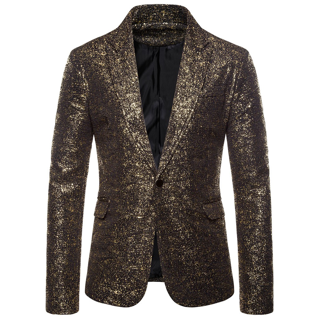 

Men Blazermen Blazercharm Men Blazer Casual Fit Slim Suit One Button Business Coat Jacket Party Blouse Blazer Masculino, Gold
