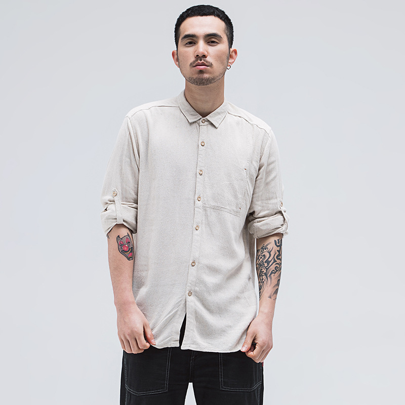 

Causal Linen Shirt Men Long Sleeve Shirts Comfortable Breathable Natural Linen Vintage Mens Shirts 2020 NEW Trend, Blue
