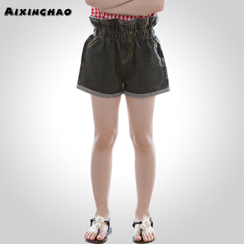 

Jeans For Girl Summer Girl Short Jeans Kids Solid Color Kid High Waist Children's Clothes 6 8 10 12 14, As picture