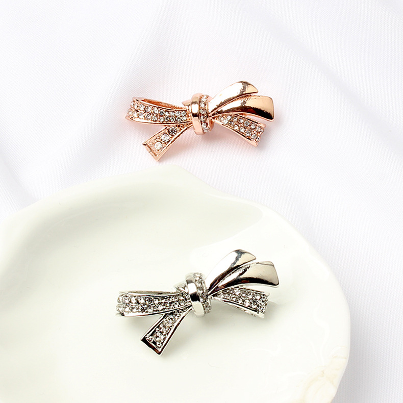 

2 Color Crystal Bowknot Alloy Charm Bead Fashion Women Jewelry Stunning European Style For Pandora Bracelet