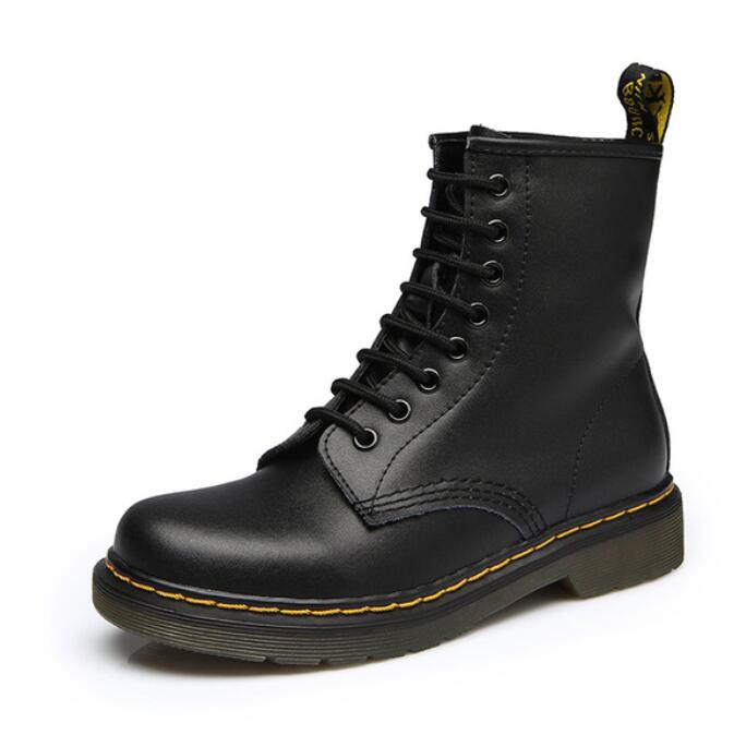 

Women Ankle Boots Shoes Woman Spring Fall Genuine Leather Lace Up Shoes Punk Plus Size 43 44 Riding, Equestr Boots, Black