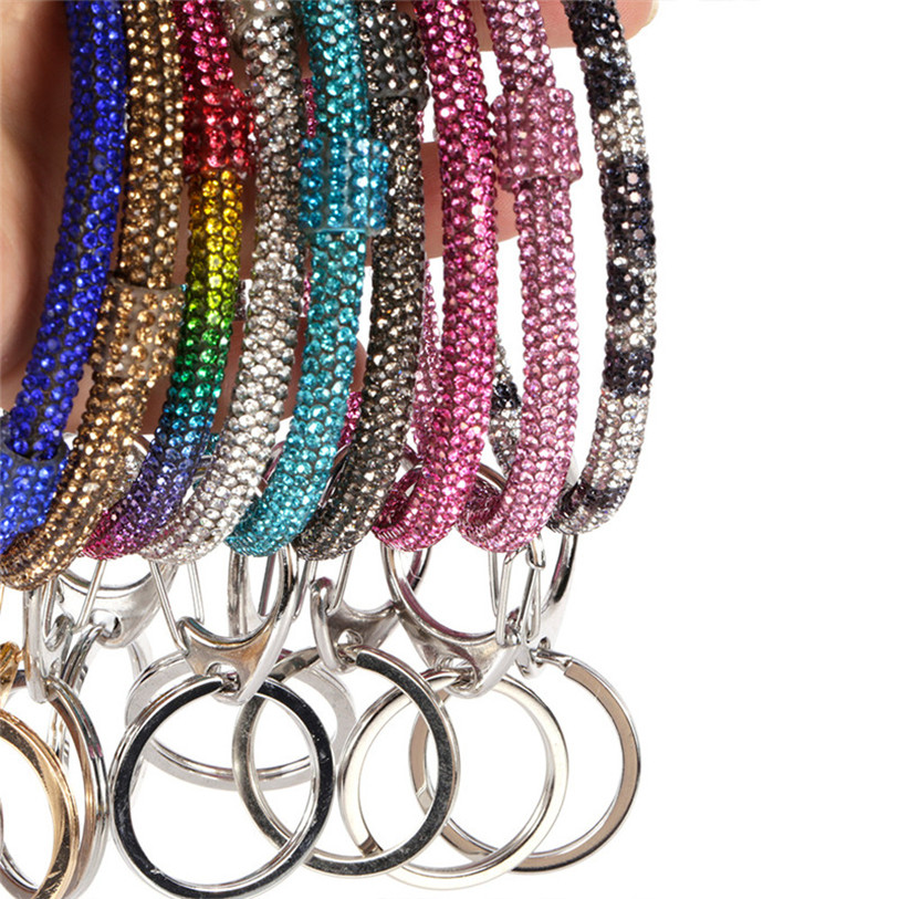 

Silicone Rhinestone Keychain Bracelets Women bling crystal bangle Key Ring Wristband big O Bracelet Chains Circle Car Keychains sale D22904, #1-#13(pls remark at order)
