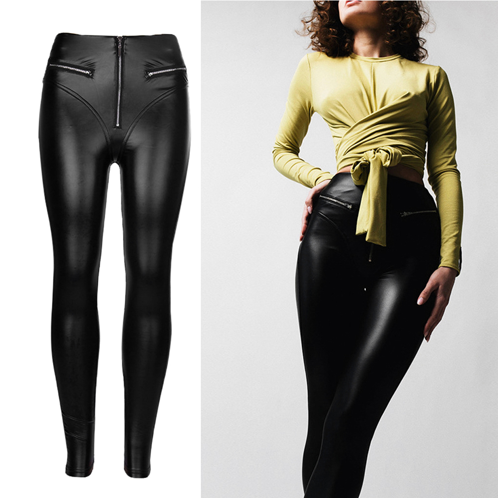 

PU Leather Pants for Women Sexy Tight Stretchy Rider Leggings