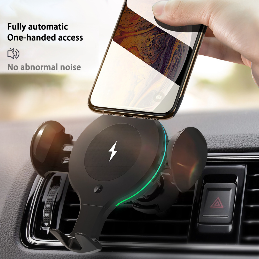 

Car 10W Wireless Charger X9 Phone Bracket Automatic Induction Phone Holder Vehicle Mobile Phone With Vehicle Wireless Charger ABS+Silicone