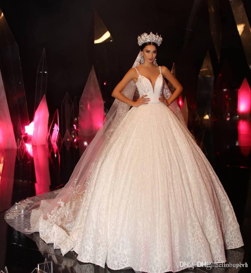 

Ivory Lace Ball Gown Vintage Plus Size Wedding Dresses Bridal Gowns 2019 Spring Wedding Gowns abito da sposa mariage With Long Veil