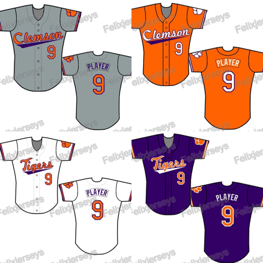 

NCAA Custom Clemson Tigers College Baseball Jersey Women Youth Men White All Stitched Baseball Jerseys Fast Free Shipping, Grey