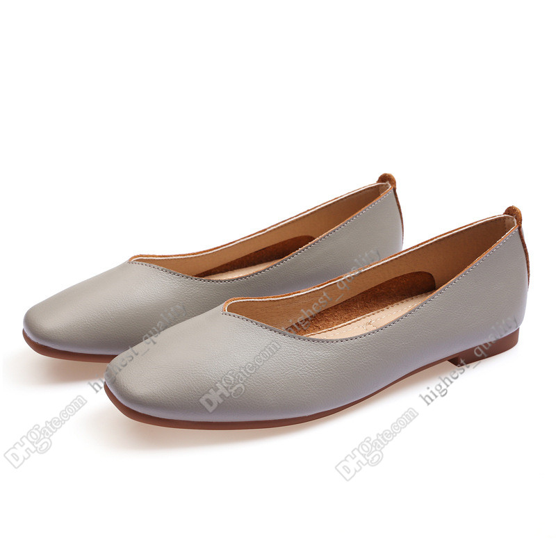 

ladies flat shoe lager size 33-43 womens girl leather Nude black grey New arrivel Working wedding Party Dress shoes Thirty-seven, #04