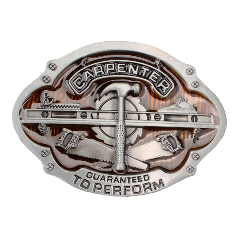 

Fashion Mens Carpenter Tool Pattern Alloy Belt Buckle Western Cowboy Gift, As pic