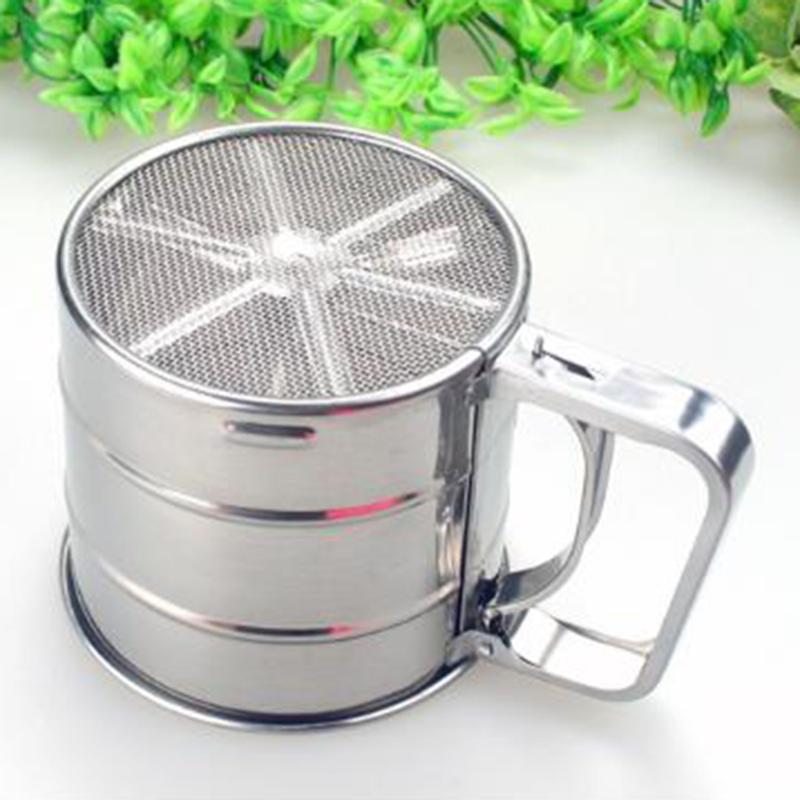 

Stainless Steel Flour Sifter Large Baking Sieve Cup For Powdered Sugar Non-slip Handle Multi-layer Net