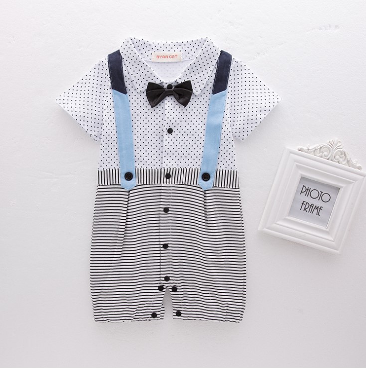 

Suspenders Dot Baby Boy Romper/Short Sleeves Baby Boy's Jumpsuits/Kids Clothes 3262, As pictured