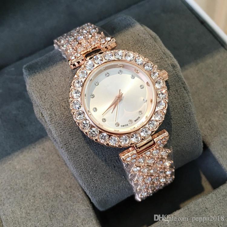 

New Model Fashion Luxury Women Watch With Diamond Special Design Relojes De Marca Mujer Lady Dress Wristwatch Quartz Clock Rose gold, Silver black