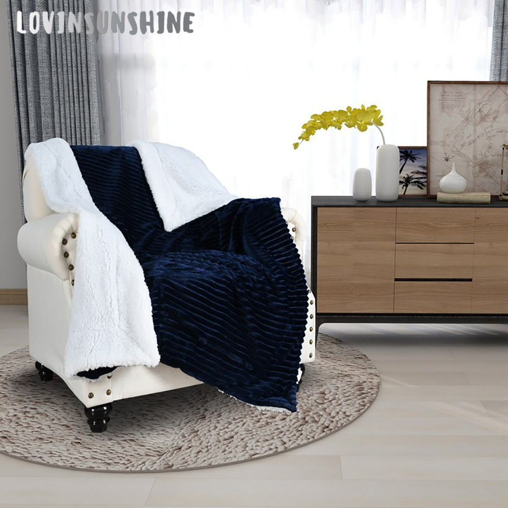

LOVINSUNSHINE Flannel Fleece Soft Stripe Throw Blanket Fuzzy Warm Microfiber For Bed Couch Adult Gift AB#209