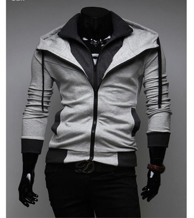 

MS Fake Two Piece Hoodie Men Hooded Design Cardigan Matching Color Zipper Pocket Casual Long Sleeve Mens Hoodie Free Shipping, Red