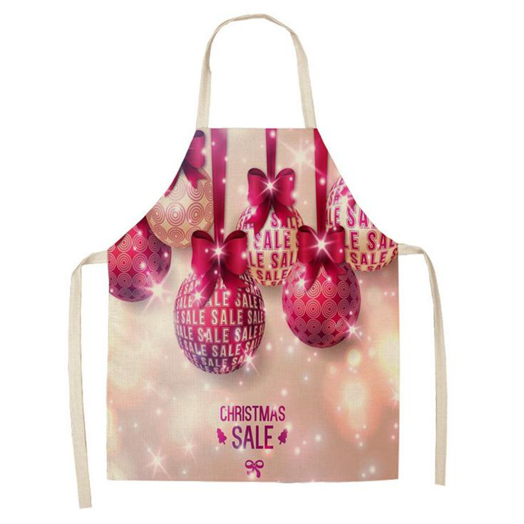 

Red Christmas Apron Pinafore Cotton Linen Aprons 53*65cm Adult Bibs Home Kitchen Cooking Baking Cleaning Dinner Party Apron