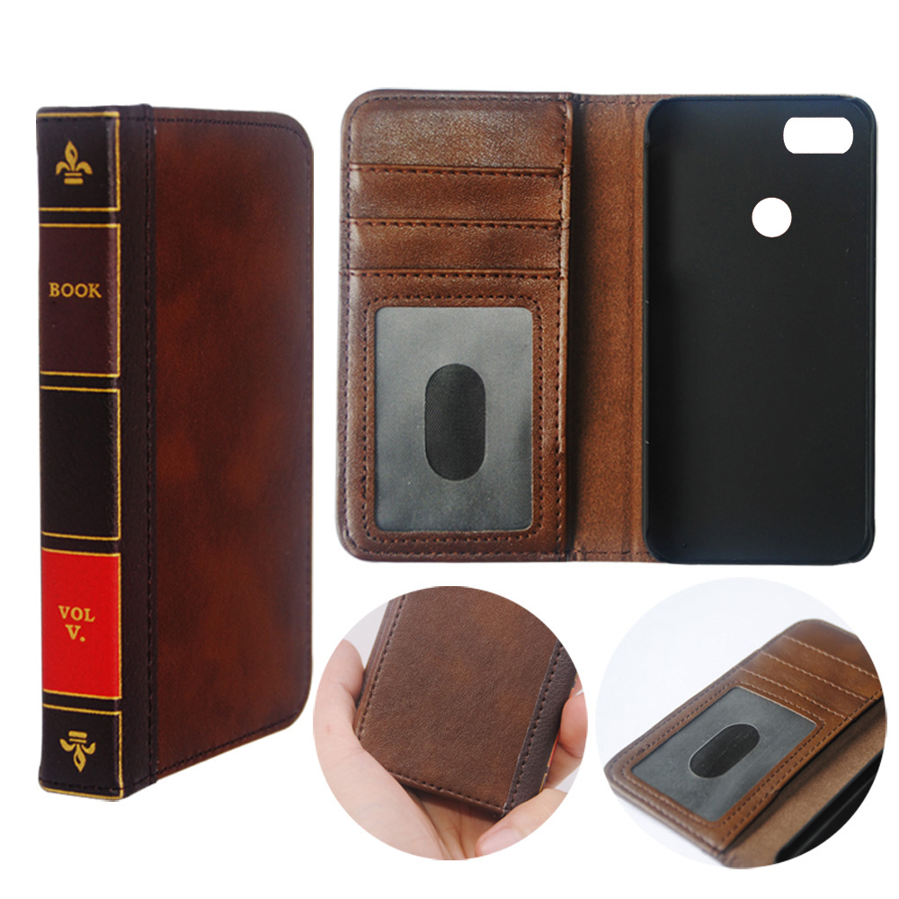 Vintage Genuino Real Cuero Estuche Para Google Pixel 3 XL Libro Billetera Cubierta Soporte