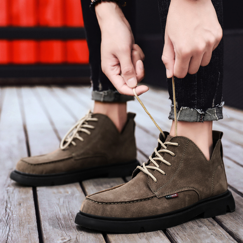 

Ankle Boots New Men Boots Fashion Men's Male Leather Quality Slip Ons Motorcycle Man Warm Free shipping, Black