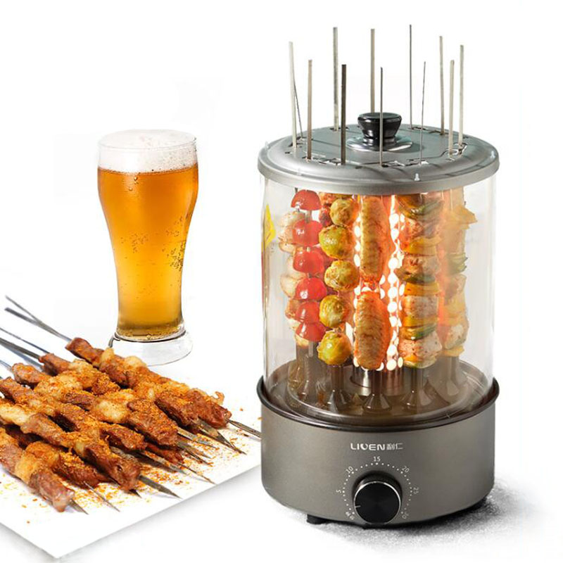 

Fully automatic BBQ machine Grill Home use Small Smokeless Spin Timeable Skewers