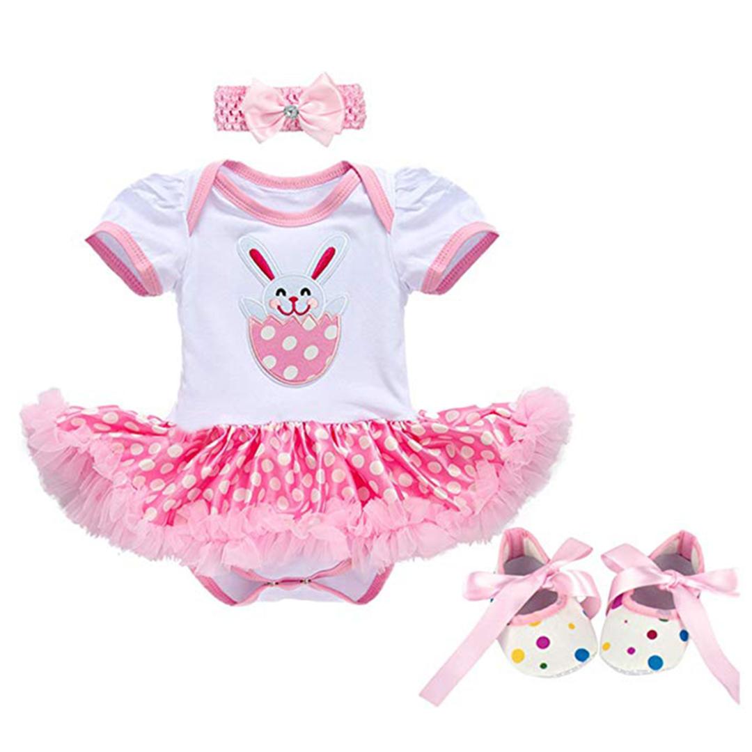 S/äugling Baby M/ädchen Ostern Kleidung Neugeborenen R/üschen Strampler Cartoon Bunny Bodysuit Sommer Outfit