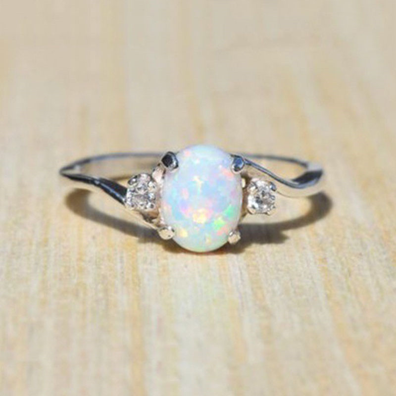 

Gemstone Opal Ring Women Solitaire Wedding Engagement Rings fashion Jewelry Gift Will and Sandy