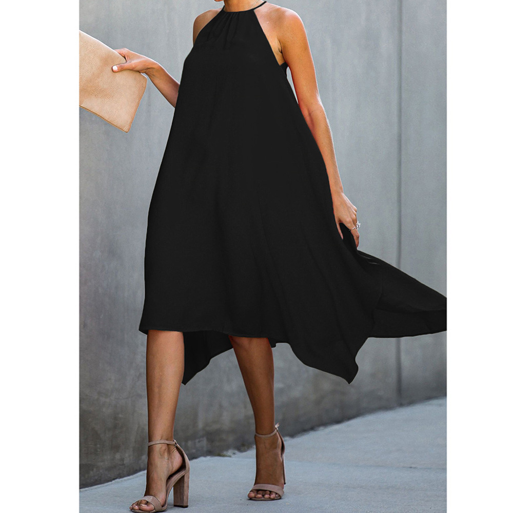Women's Sundress Sexy Spaghetti halter Summer Beach Dress 2019 Celmia Casual Loose Button Down Asymmetrical Plus Size Vestidos SY611551