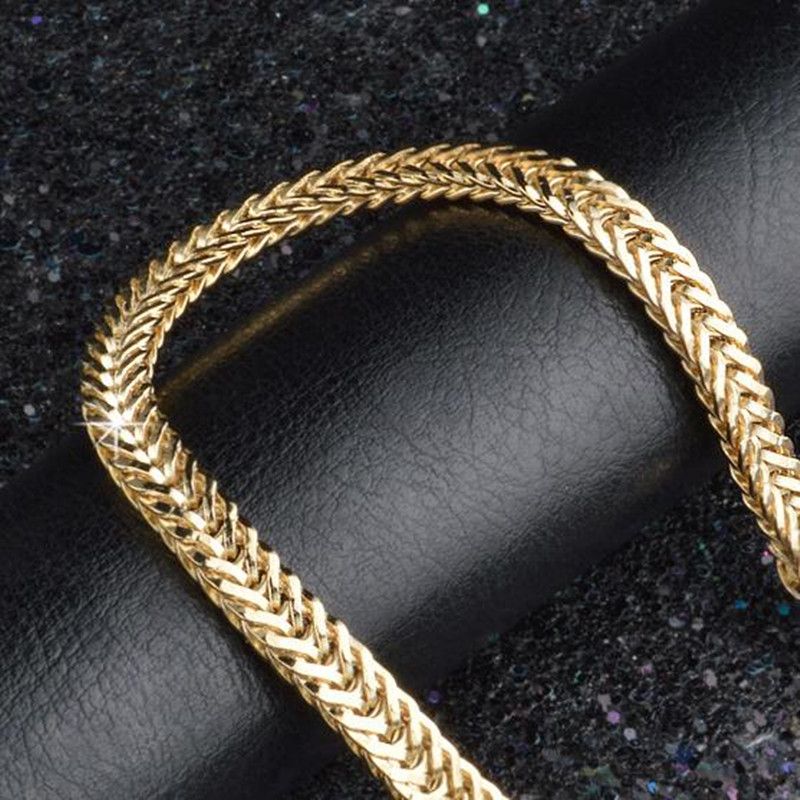 

Fashion Classic Shiny 18k Gold Snake Chain Bracelet Male Female Jewelry For Daily Party Travel Best Popular Jewelry Gifts, Black