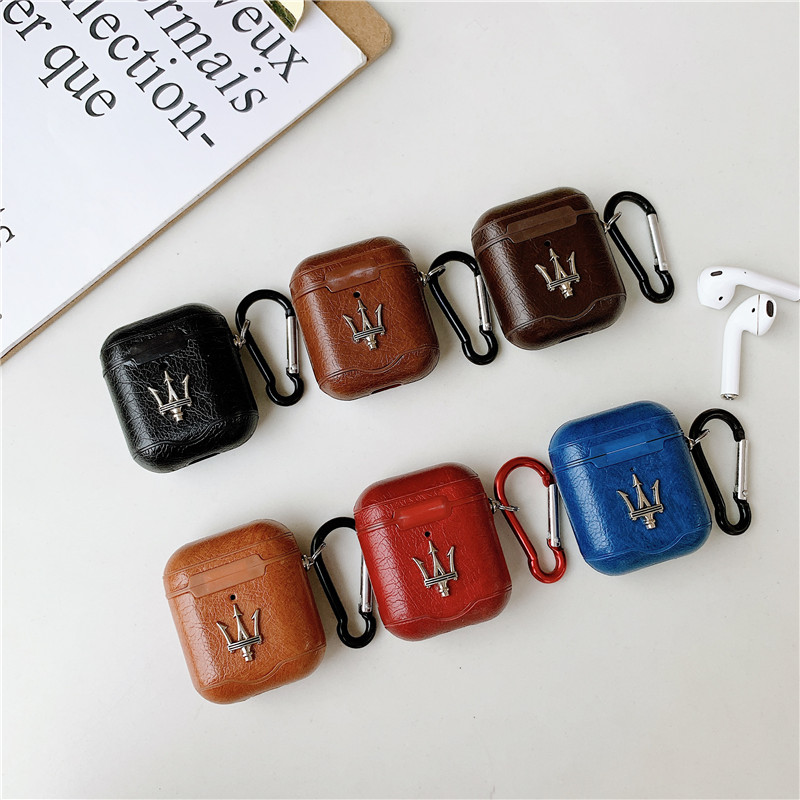 

6 Colors Leather Design For Apple Airpods Case Ultralight PC Airpod Protector Cover Earpod Case Anti-drop for Airpods Case, Pattern b