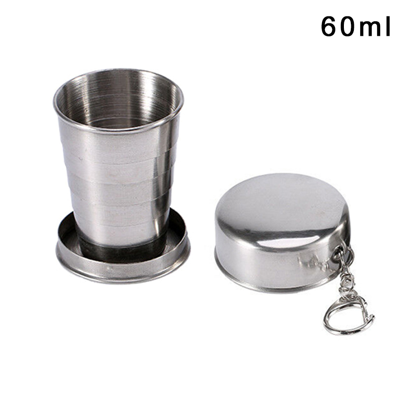 

New 1 Pcs Stainless Steel Retractable Cups Outdoor Travel Folding Collapsible Cup Drop Shipping, Red