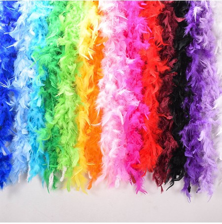 

10pcs 2m Chicken Feather Strip Color Turkey Feather Boa for Wedding Birthday Party Wedding Decorations Clothing Accessories
