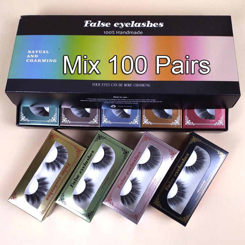 

Wholesale Eyelashes 20/30/40/50/100 Pairs Real 3D Mink Lashes Natural False Eyelashes Makeup Cilios Thick Mink In Bulk