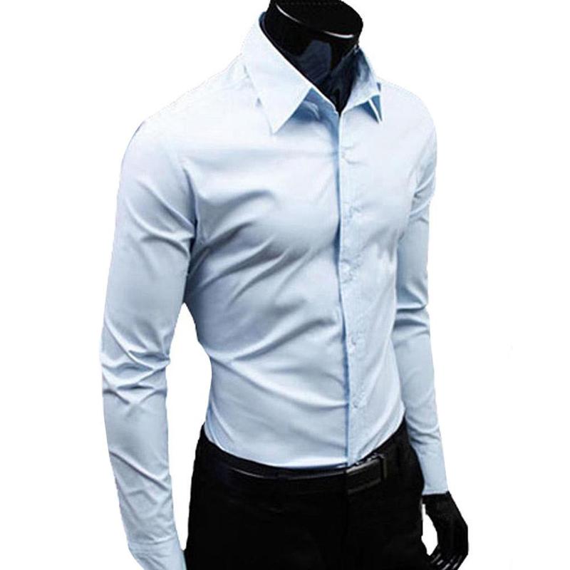 

Business Men Solid Color Long Sleeve Down Slim Cotton Plus Size Shirt Long Sleeve Down Slim Cotton Plus Size Shirt Business Men, White