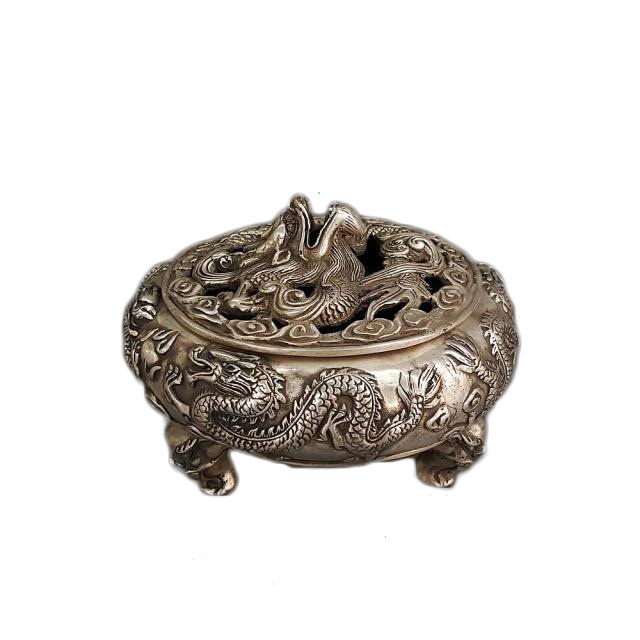 

LAOJUNLU Imitation Antique Pure Copper Two Dragon Play Beads Incense Burner Long Incense Burner Imitation Antique Bronzeware