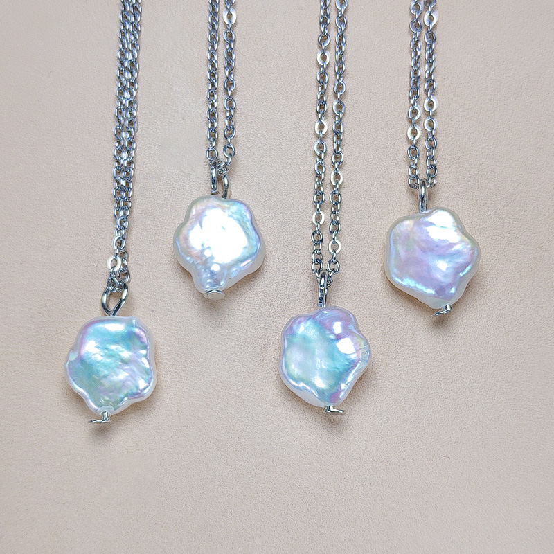 

Classic 100% Freshwater Pearl Pendant for Women Silver Pendant 9-10mm Star Baroque Pearl Necklace Wedding Gift 24 pcs/lot