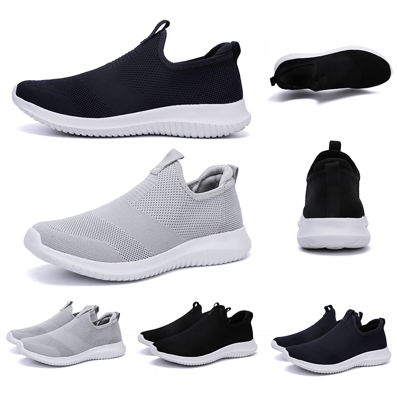 

Breahtable 2020 women men running shoes black white Navy blue Laceless mens trainers Slip on sports sneakers Homemade brand Made in China