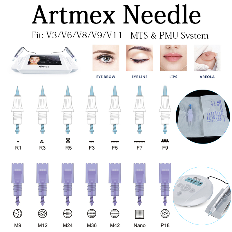 

20pcs Artmex A3 V6 V8 V9 V11 Replacement Needle Cartridges PMU System Tattoo Needle Cartridges Body Art Permanent Makeup