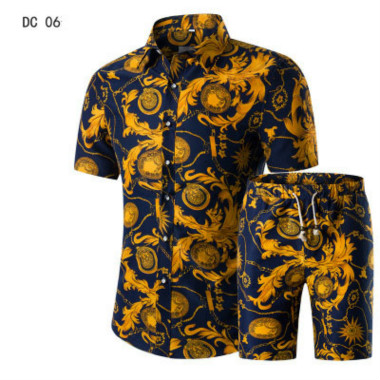 

Mens Designer Suit Printed Casual Mens Short Sleeve Shirt Set Multiple Suits Trendy College Style Hight Quality Fashion Frend 2020 Hot Sell, Dc09