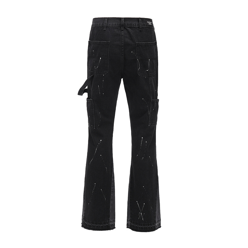 

20SS Structural stitching of flared jeans Retro Sports Jeans Breathable Fabrics Sports Style Pants Men Women Casual, Black