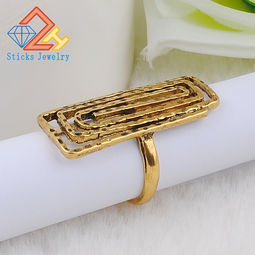 

Geometric shape Alloy Openwork Vintage Ring