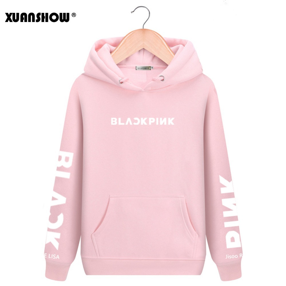 

XUANSHOW 2019 BLACKPINK Kpop Hoodies Long Sleeve Letter Printed Hoody Sweatshirts Casual Fleece Pullovers Mujer XXL Y200107, Black white