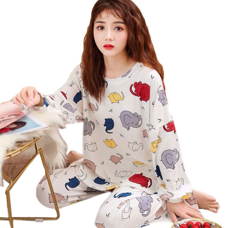 

Womens Long Sleeve Pjamas Set Cartoon Animal Sleepwear Loose Loungewear -2XL H37C