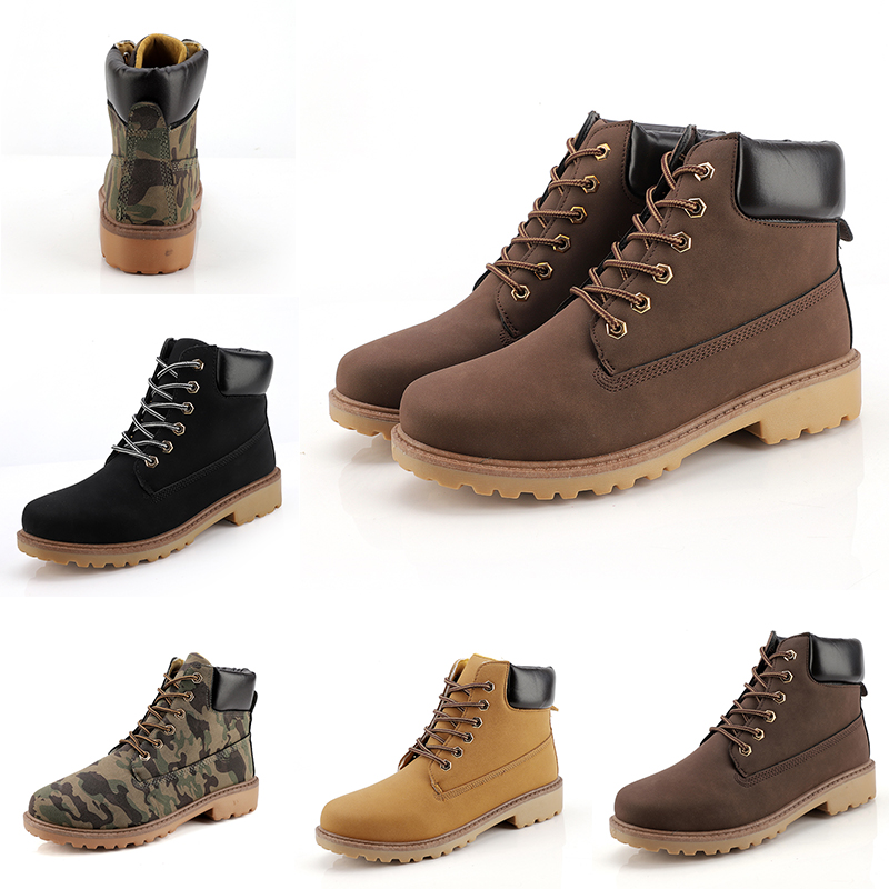 

Fashion Leather Designer boots Lead the trend Men boots Camouflage black brown boots winter autumn Homemade brand Made in China size 39-44