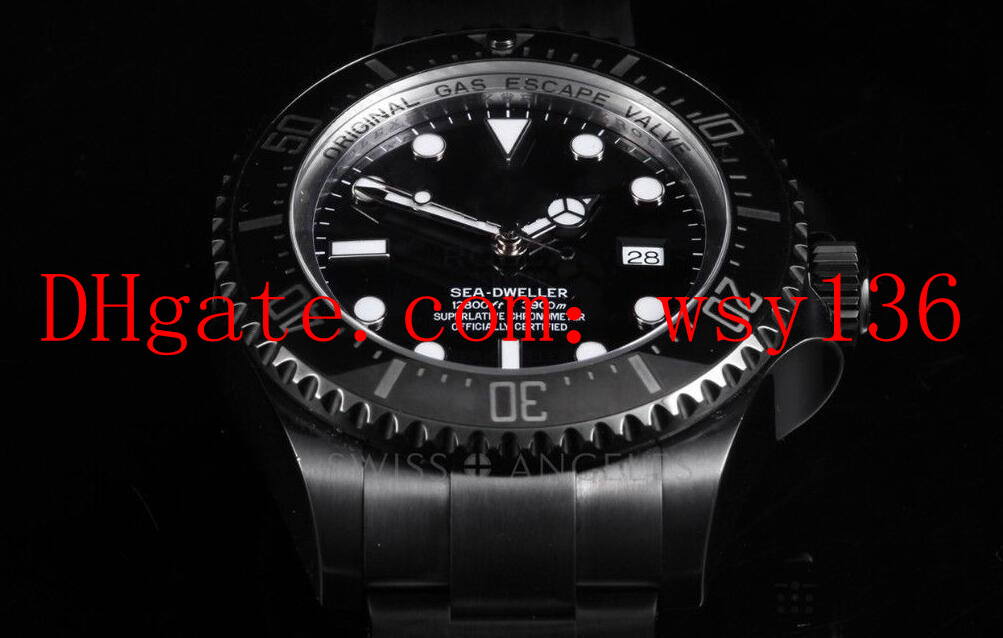 

Free shipping Luxury SEA DWELLER 44mm 116660 Black PVD Mechanical Automatic Movement Watch Ceramic Mens Wrist Watches