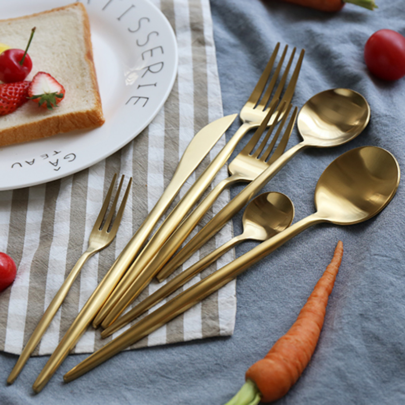 

Stainless Steel Tableware Gold Knife Meal Spoon Fork Chopsticks Coffee Spoon Flatware Exquisite Western Dinner Dessert Cutleries VT1000