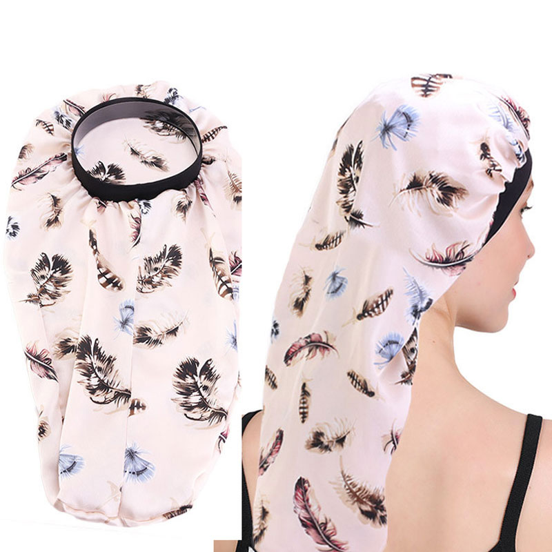 

New Women Long Tail Socks Bonnet Salon Beaty Hats For Long Hair Home Sleeping Hat Night Caps Head Wrap Fashion Accessories, Mixed color