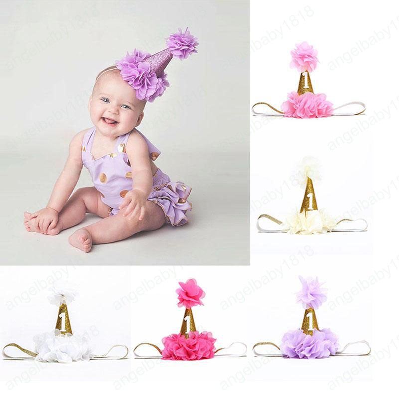 

Baby Infant birthday party hat headbands photography Props Glitter Sequins Princess headdress Flowers hairbands Kids Hair Accessories, Mixed color