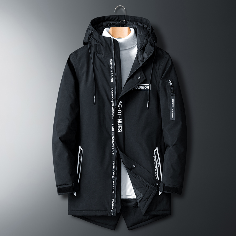

Winter Loose Paraks Men Large Size 8XL Long Cotton Liner Jacket Men Thicken Warm Fashion Casual Hooded Paraks Coats, Black