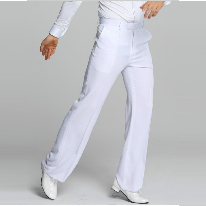 

Stage Wear Latin Dance Pants Male White Plus Size Cambric Fabrics Men Ballroom Modern Chacha Trousers Waltz B-6971